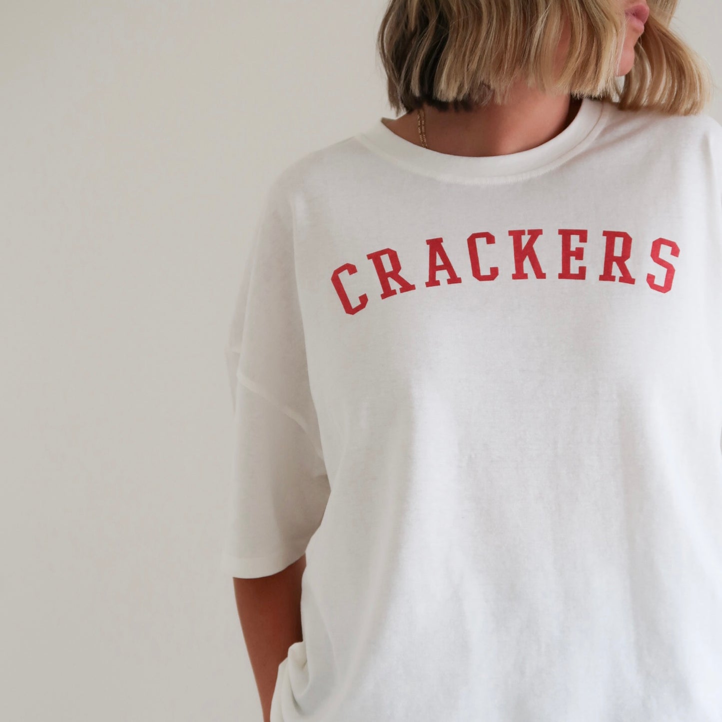 ADULTS Crackers Oversized Tee - Warm White (CLEARANCE)
