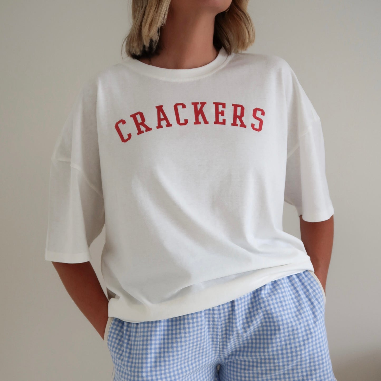 ADULTS Crackers Oversized Tee - Warm White (CLEARANCE)