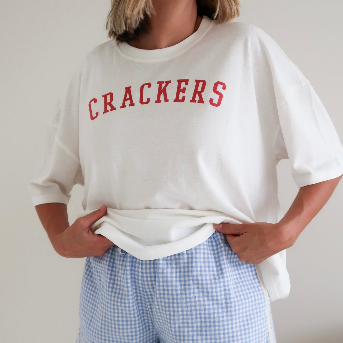 ADULTS Crackers Oversized Tee - Warm White (CLEARANCE)