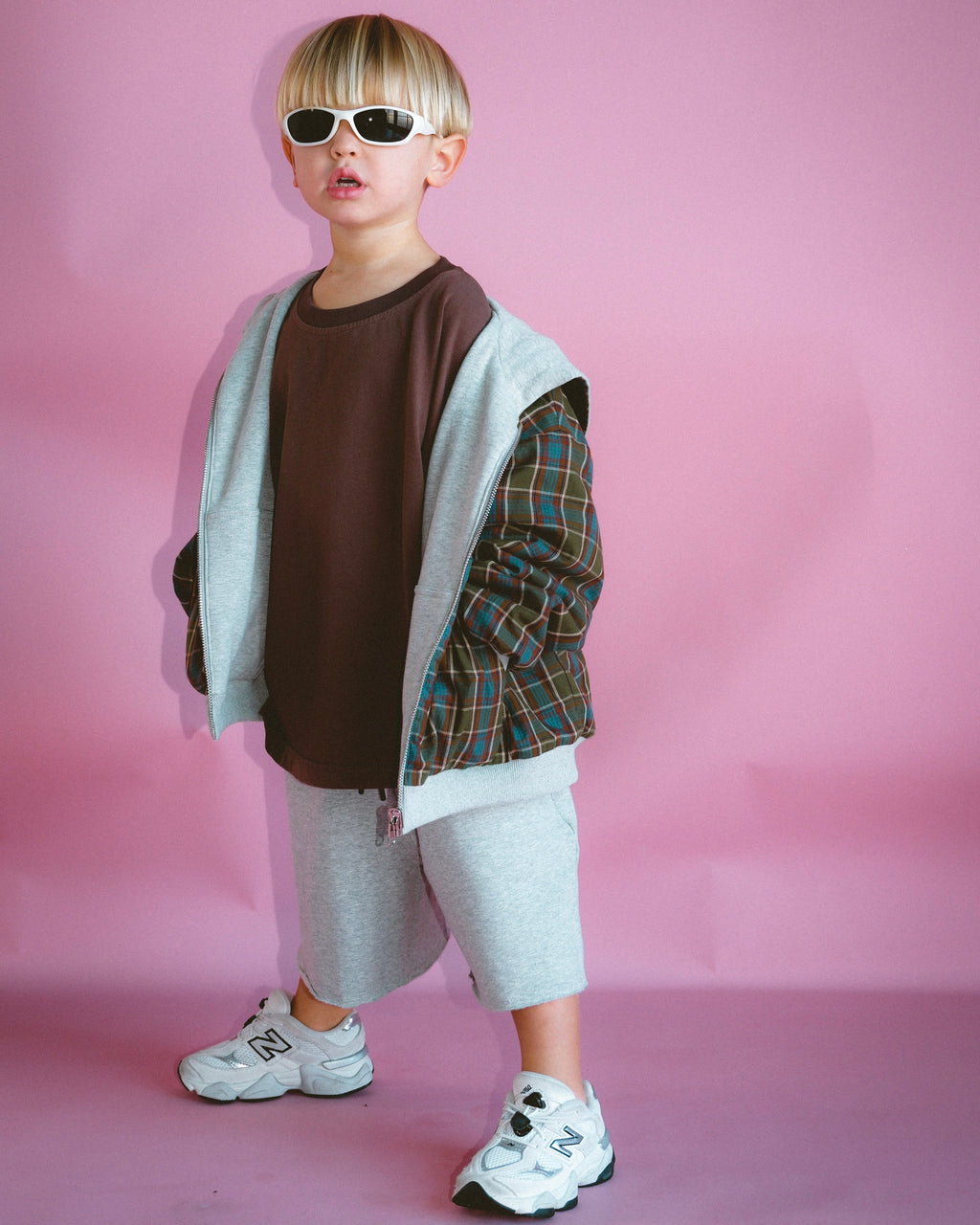 Reversible Zip Hoodie - Grey Marle / Plaid