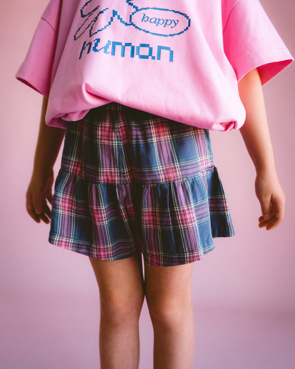 Frill Short - Navy Plaid