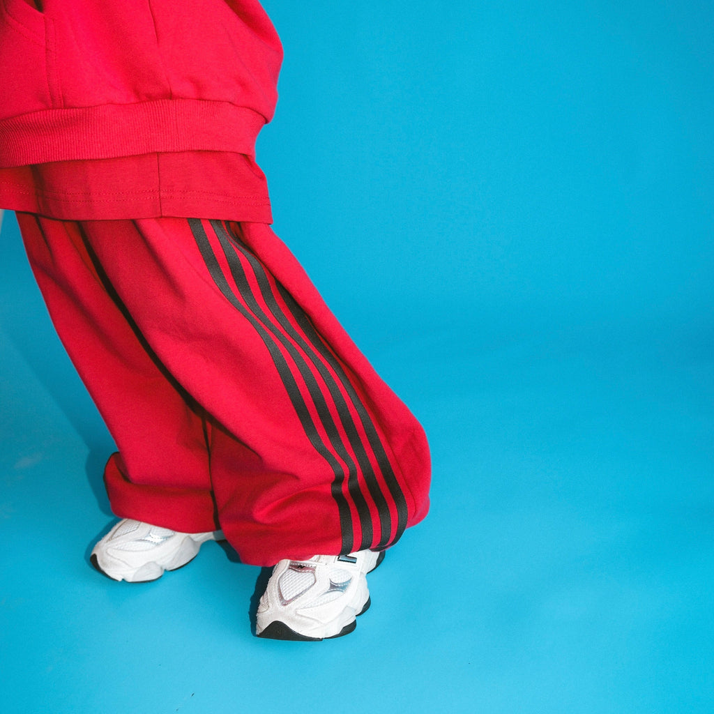 Wide Leg Track Pant - Red