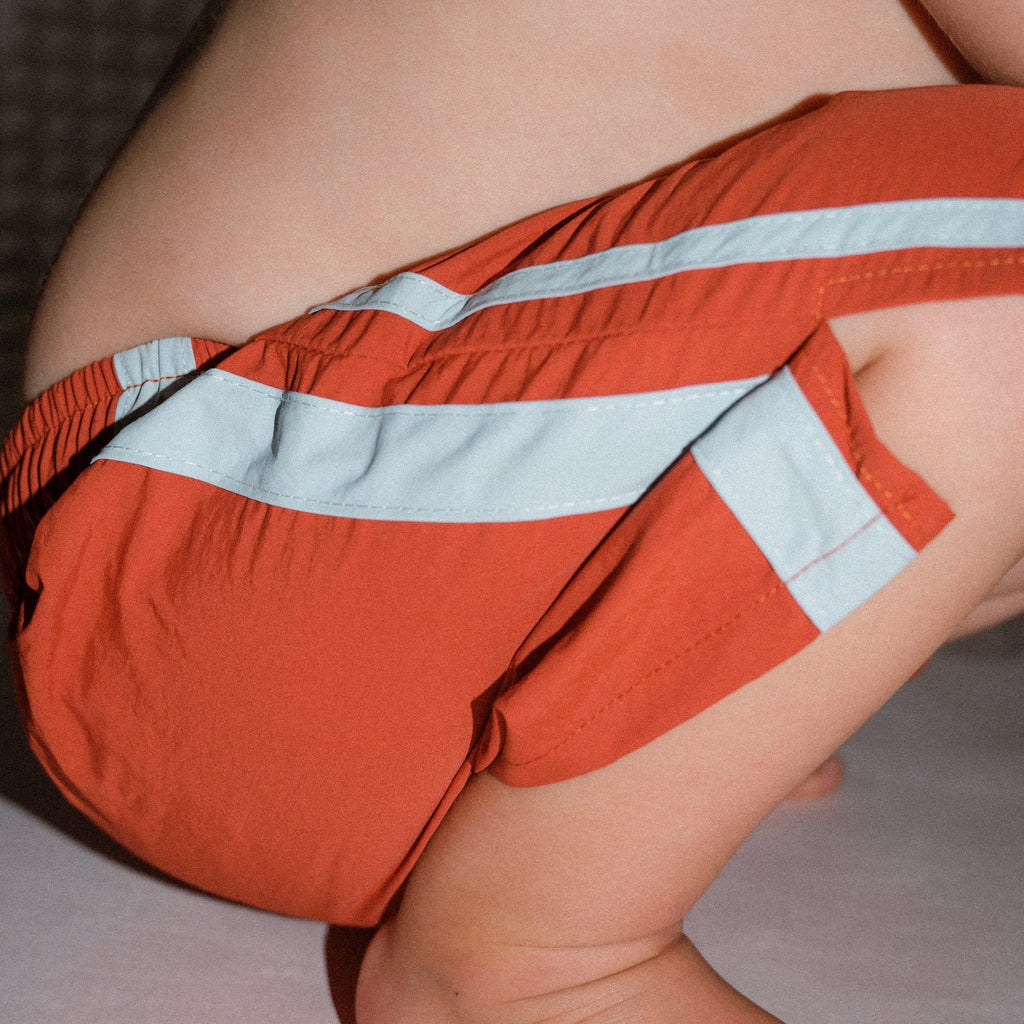 Racer Swim Short - Rust/Powder Blue