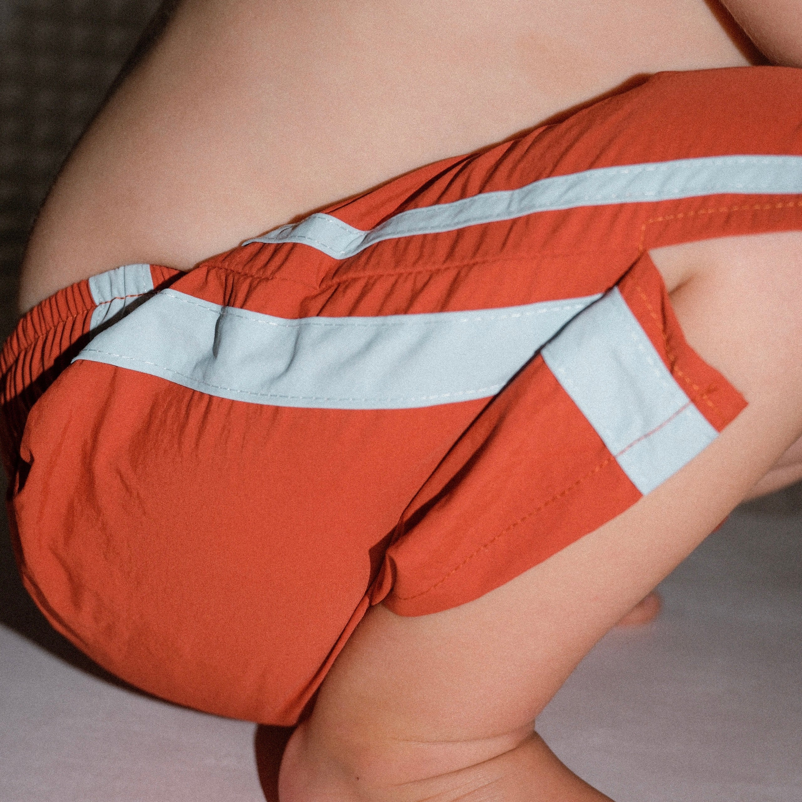 Racer Swim Short - Rust/Powder Blue