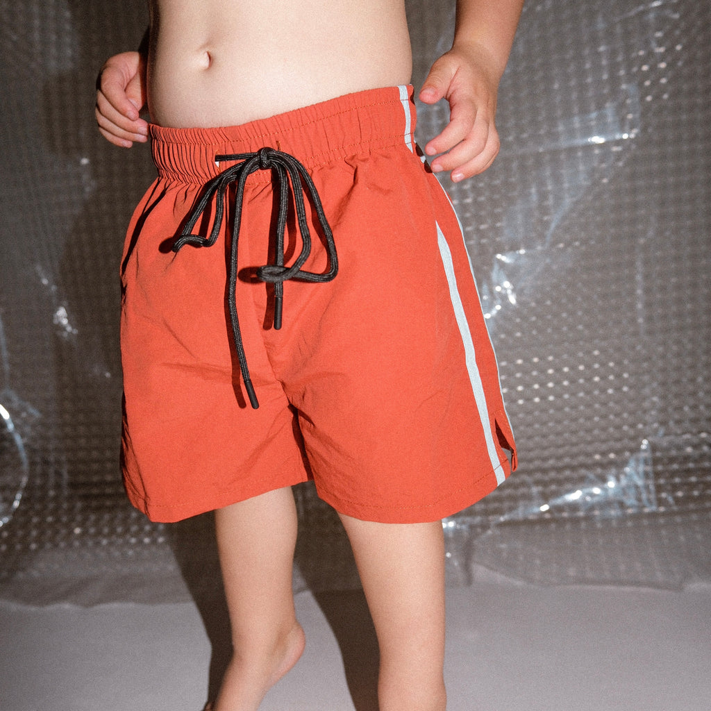Racer Swim Short - Rust/Powder Blue