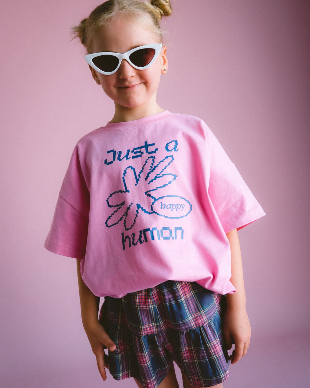 Happy Human Tee - Punchy Pink