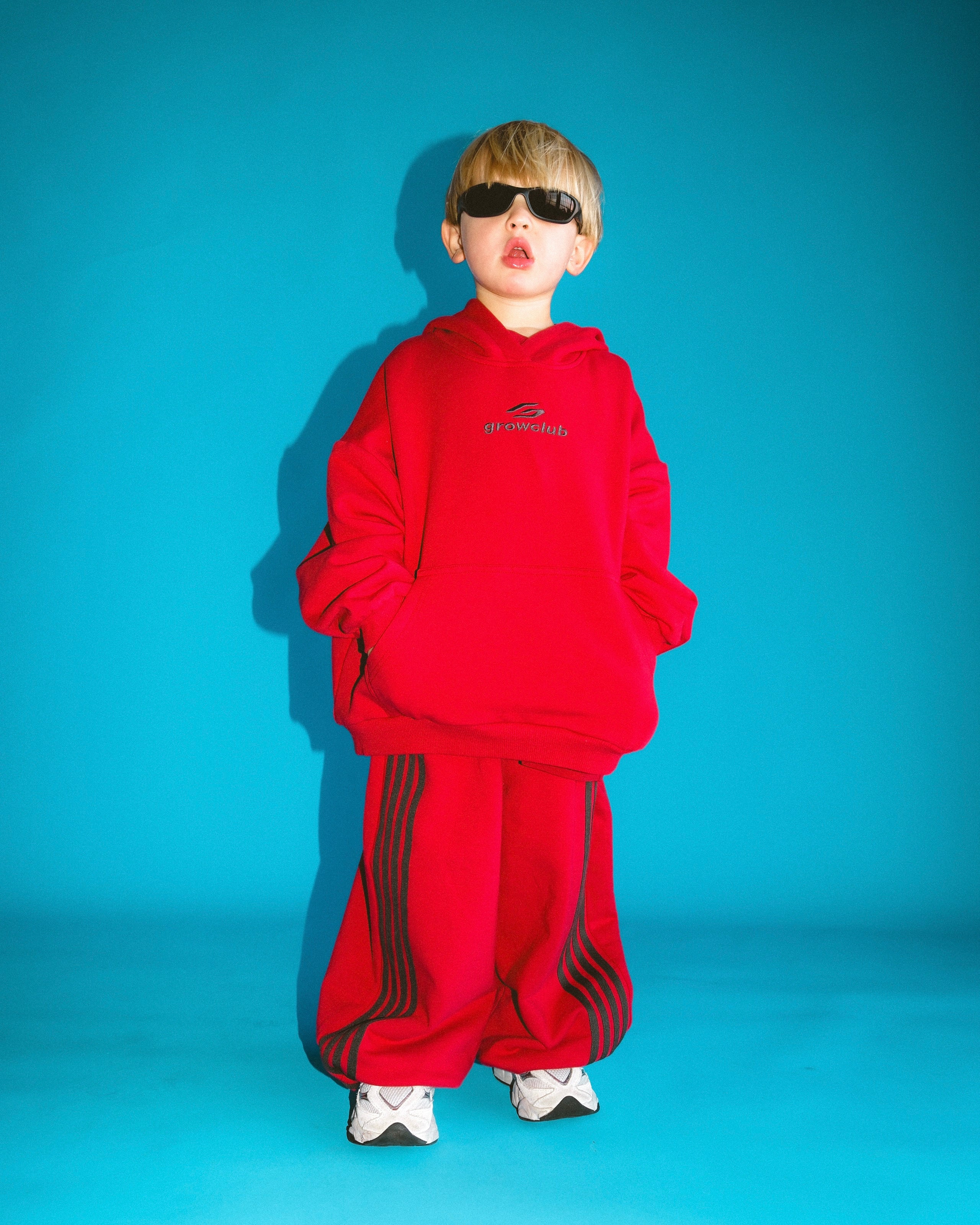 Wide Leg Track Pant - Red