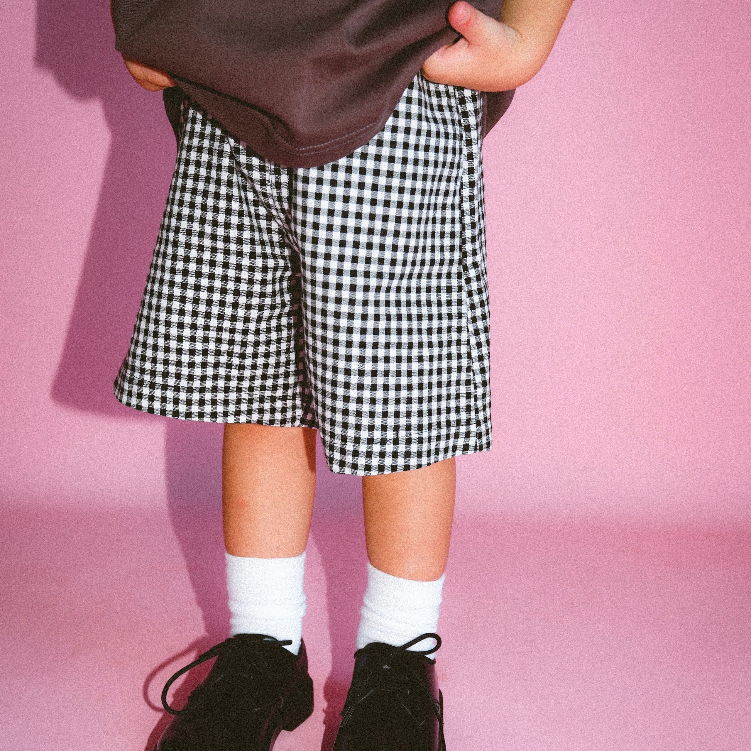 Gingham Longline Short - White / Ink