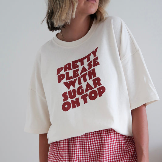 ADULTS Pretty Please Oversized Tee - Cream (CLEARANCE)