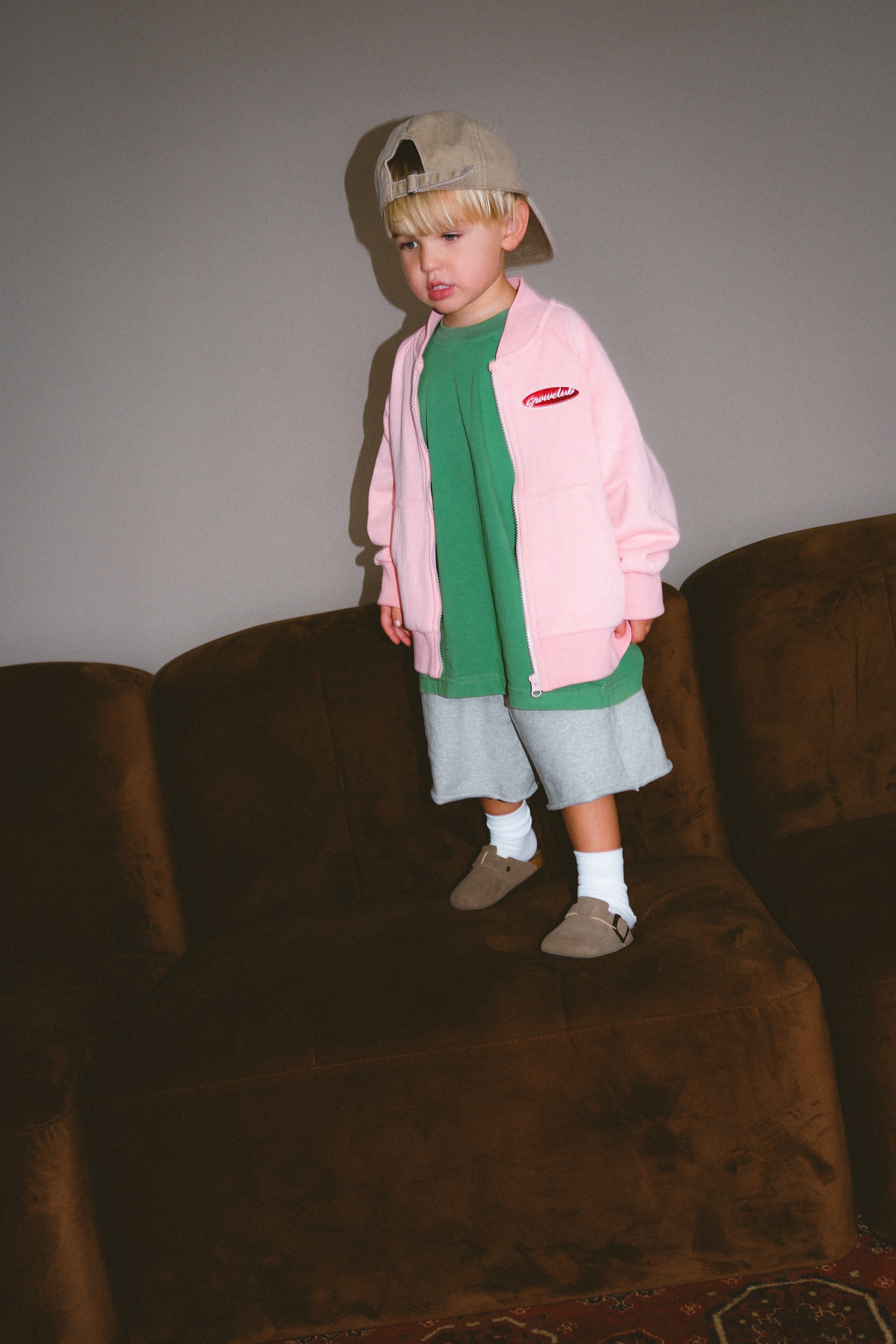 Vintage Fleece Bomber Jacket - Soft Pink