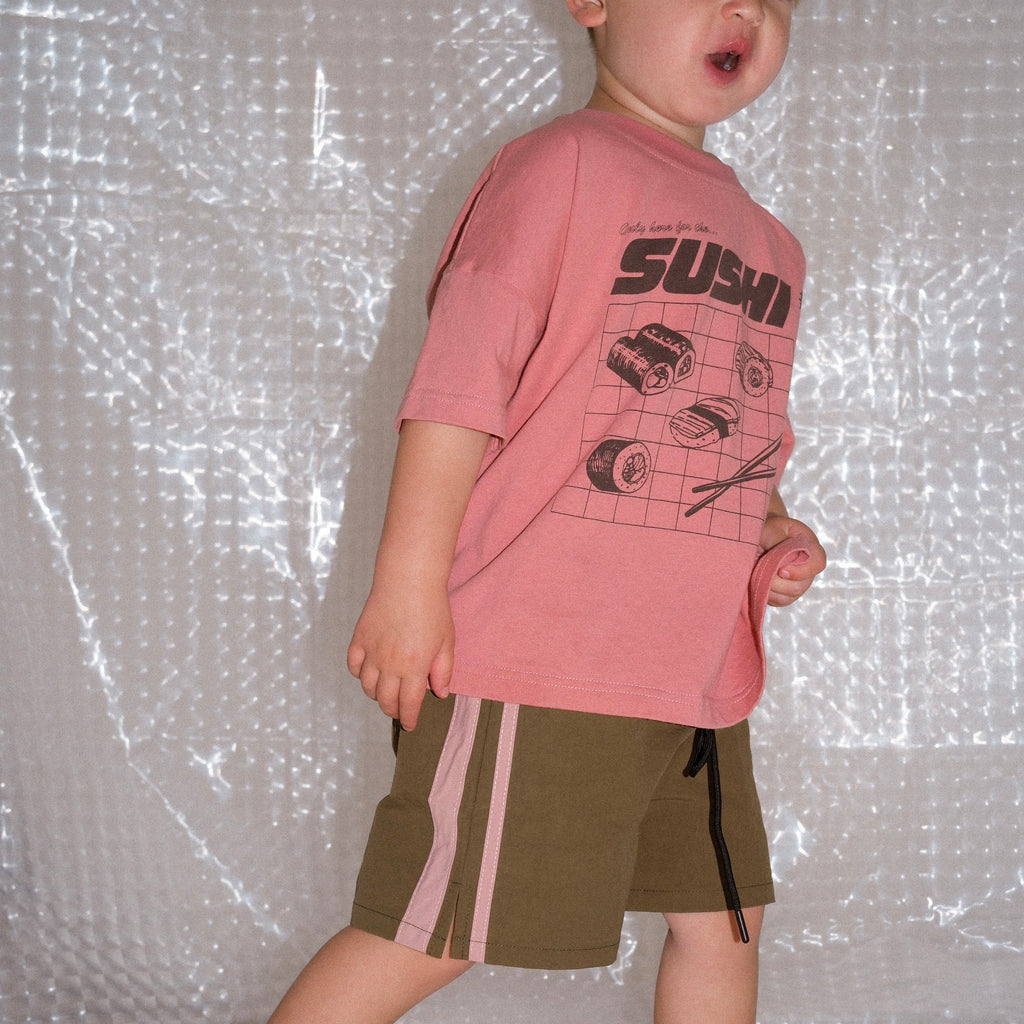 Racer Swim Short - Khaki/Pink