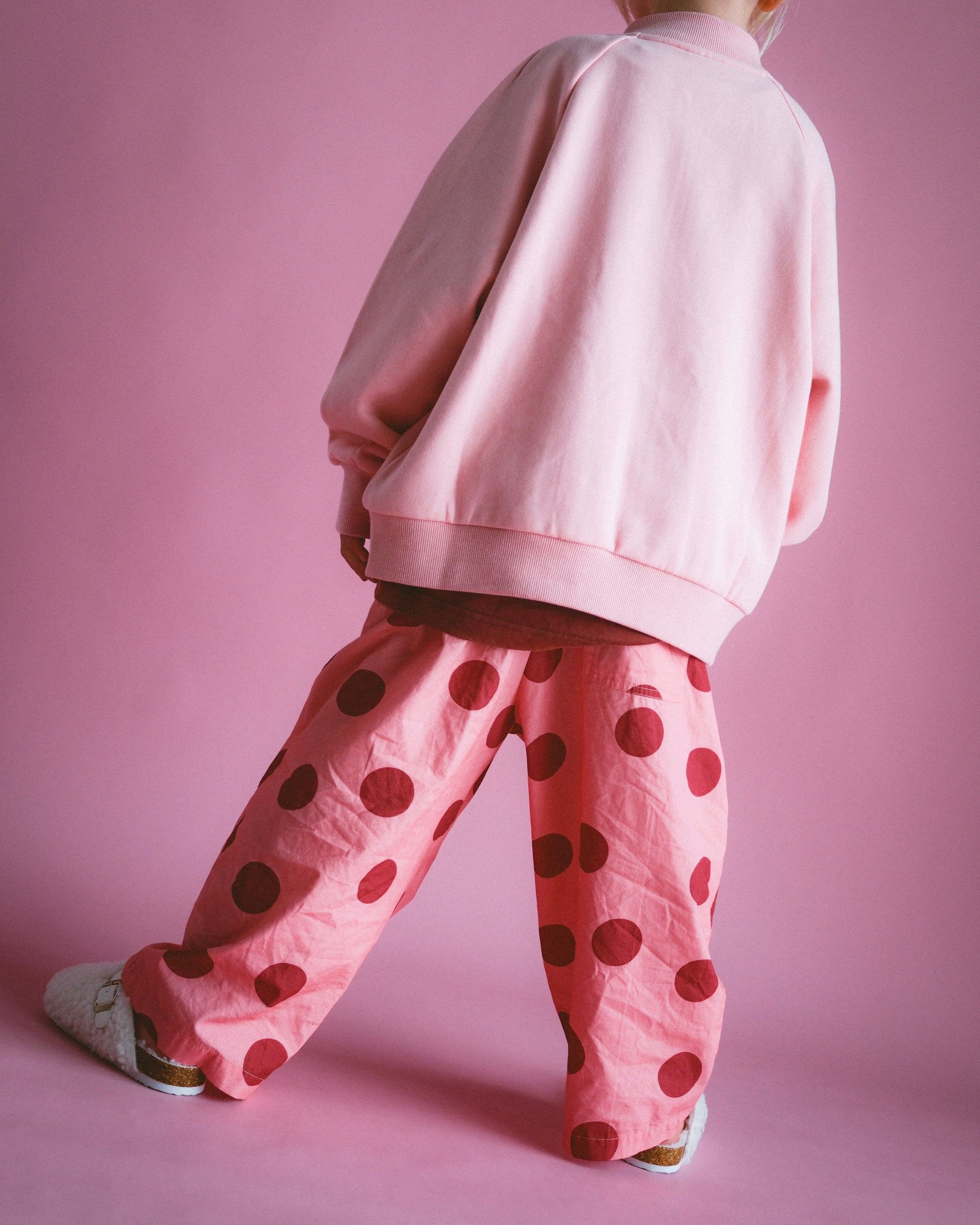 Polka Balloon Pant - Pink/Burgundy