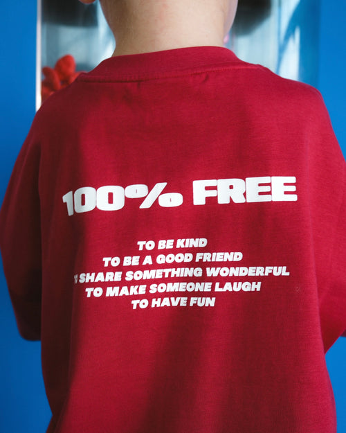 100% Free Tee - Dark Red