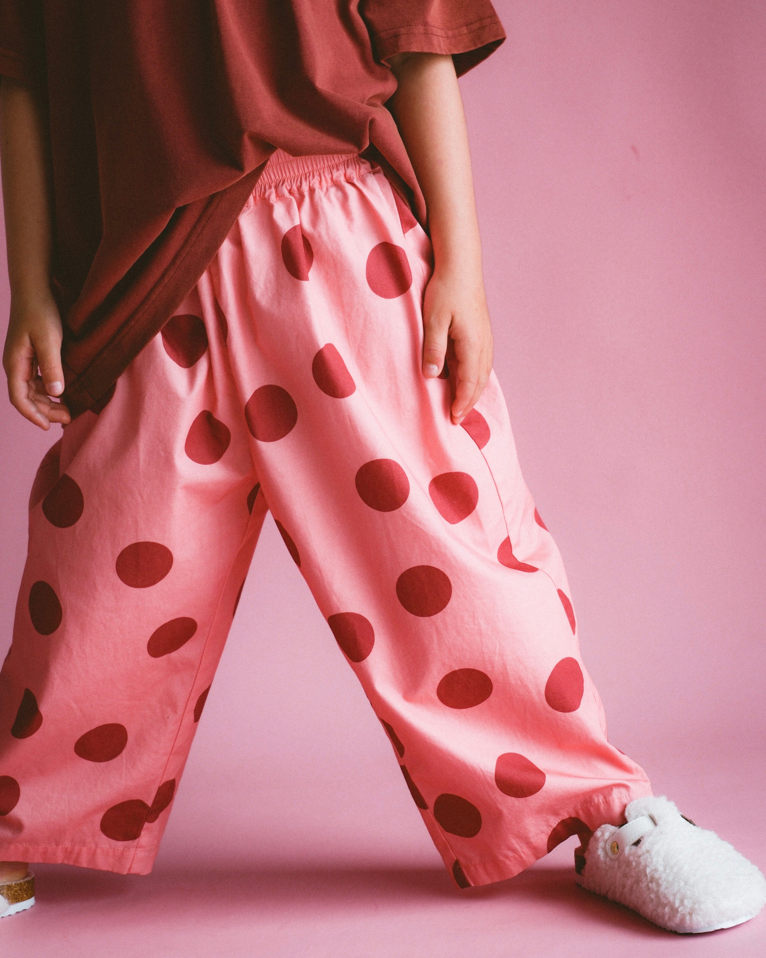 Polka Balloon Pant - Pink/Burgundy