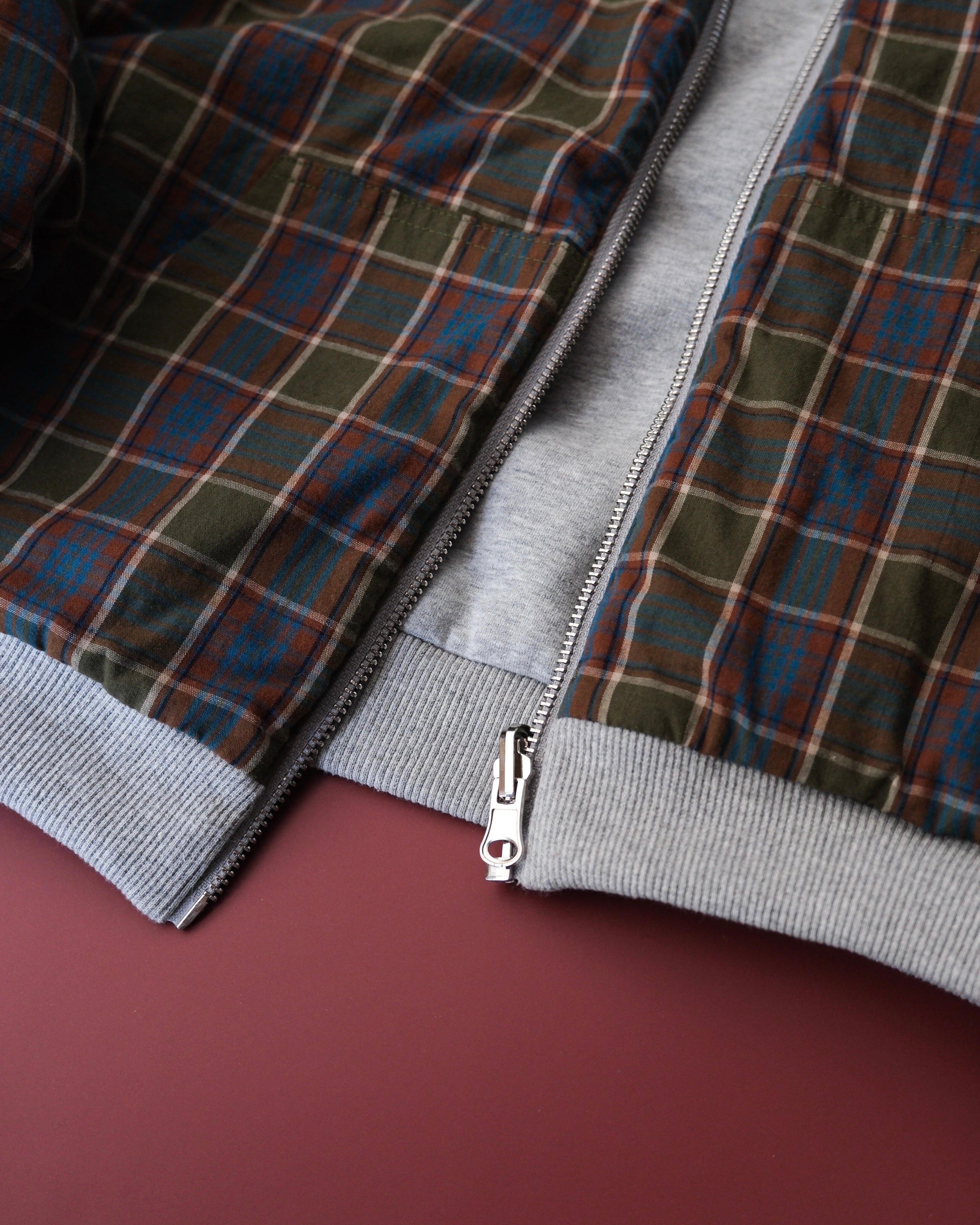 Reversible Zip Hoodie - Grey Marle / Plaid
