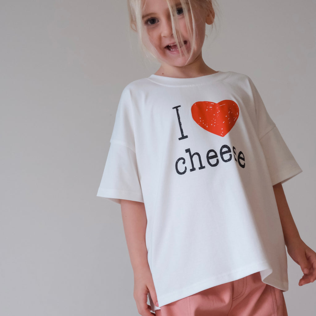 I Love Cheese Oversized Tee - True White
