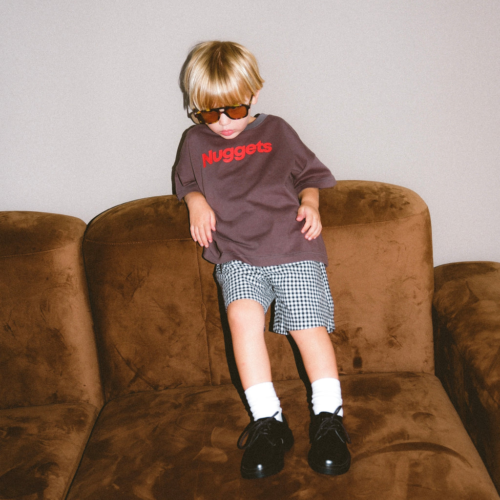 Gingham Longline Short - White / Ink