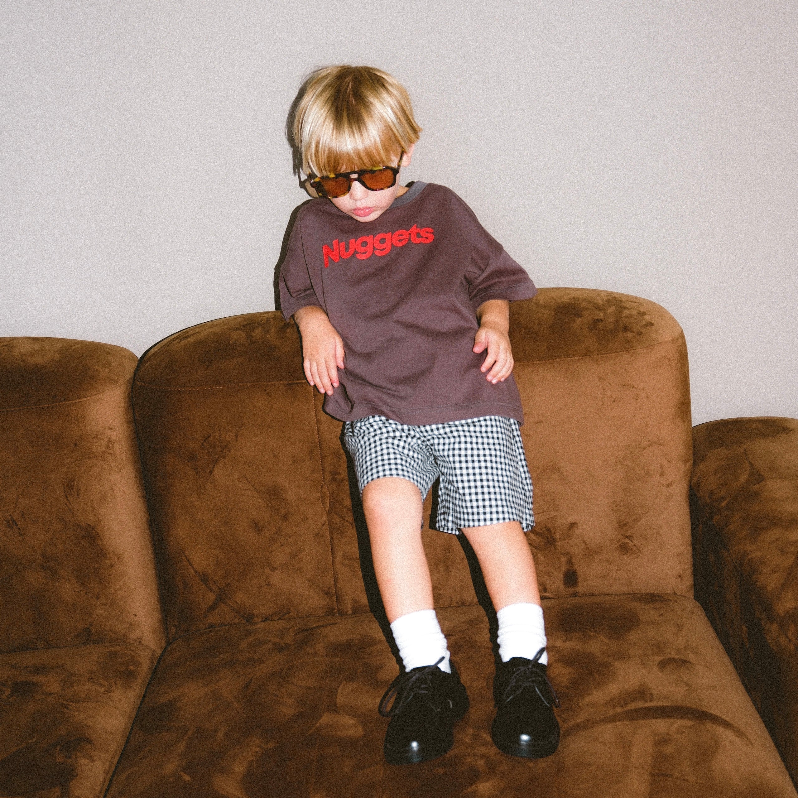 Gingham Longline Short - White / Ink