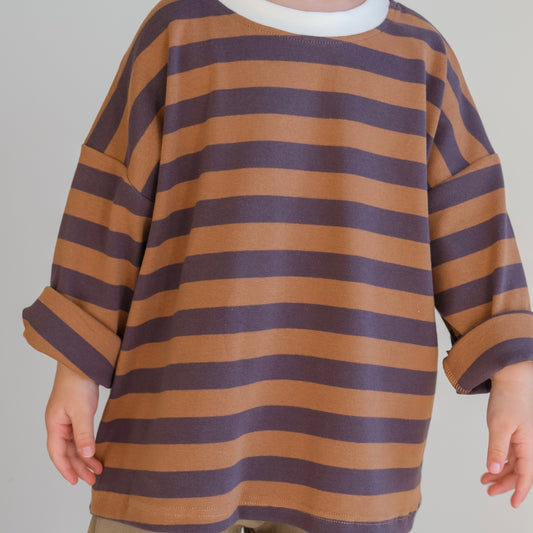 Boston Long Sleeve Tee - Navy/Brown