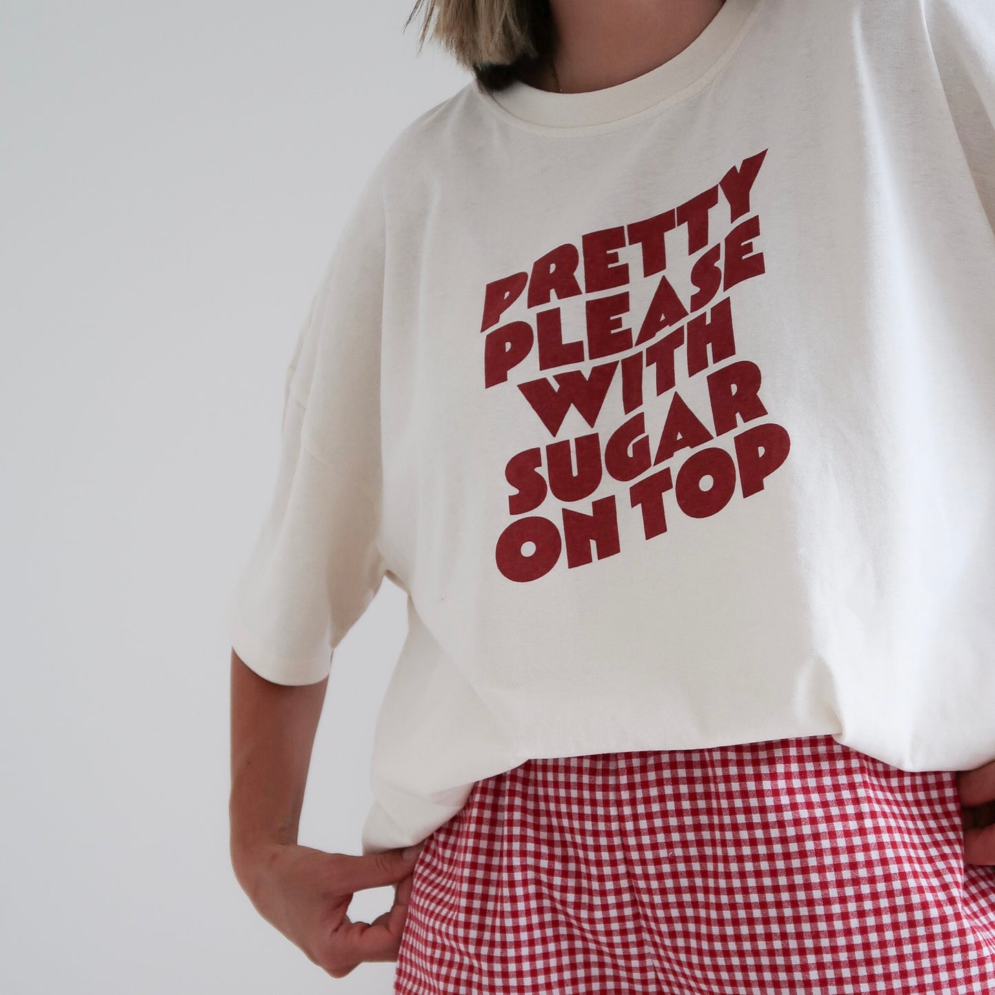 ADULTS Pretty Please Oversized Tee - Cream (CLEARANCE)