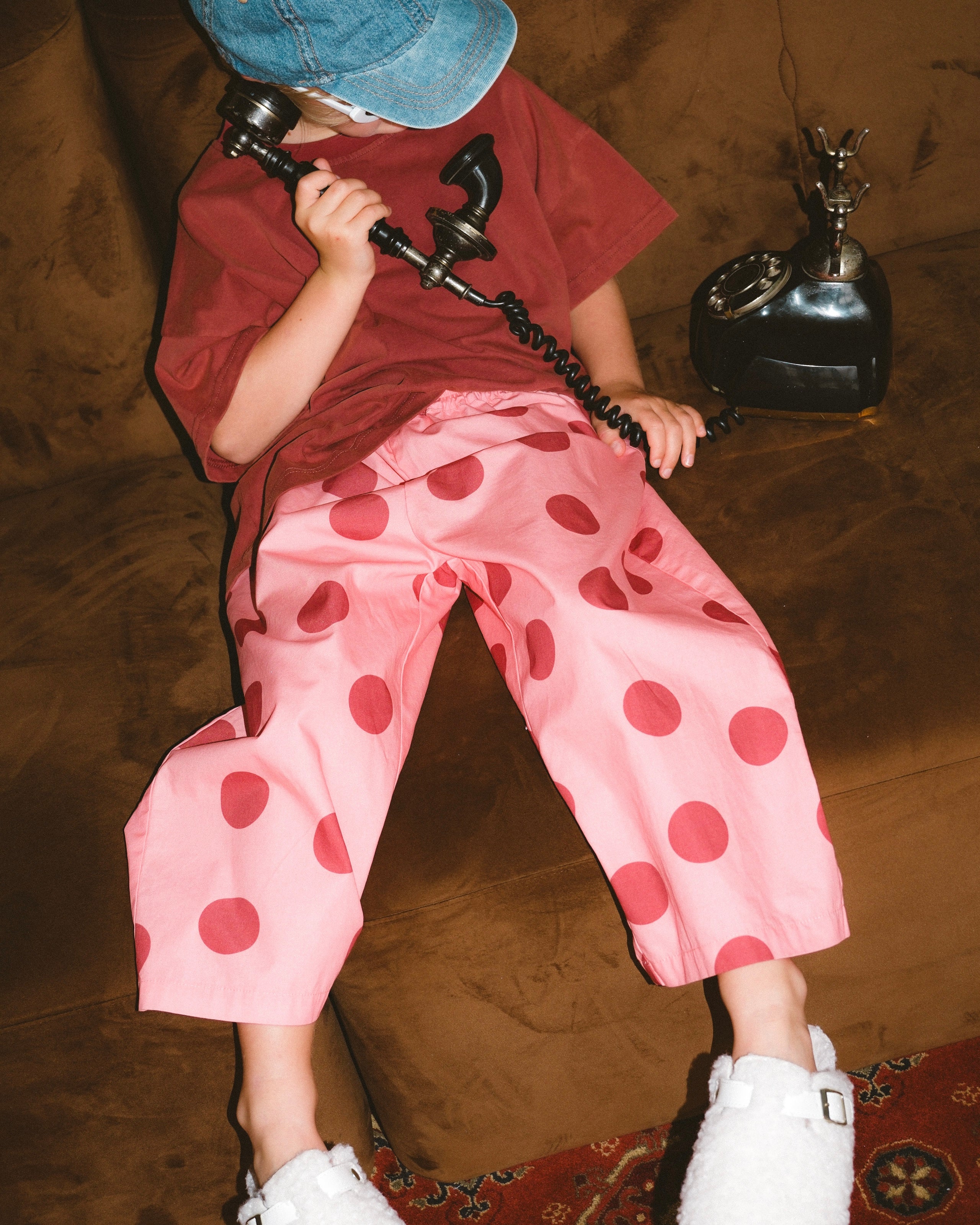 Polka Balloon Pant - Pink/Burgundy