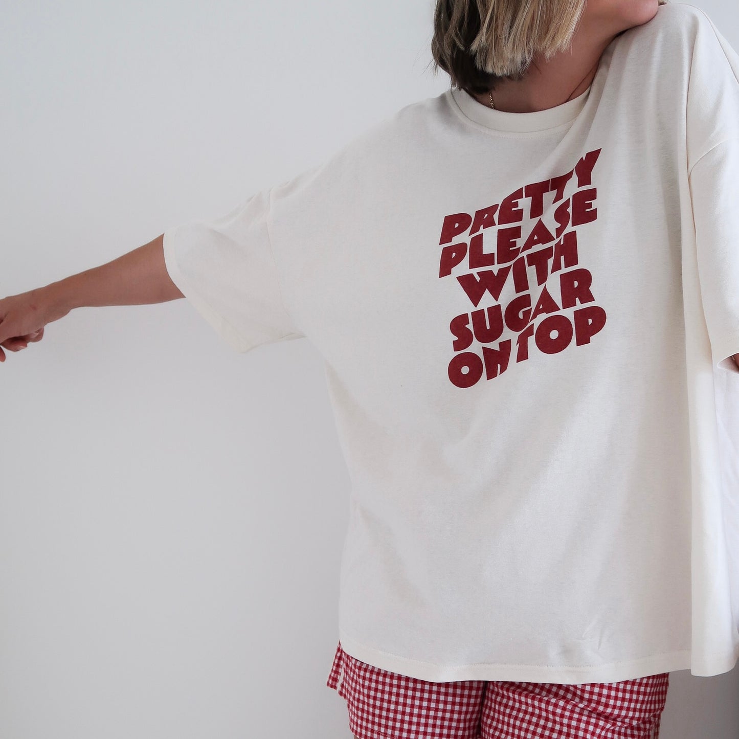 ADULTS Pretty Please Oversized Tee - Cream (CLEARANCE)