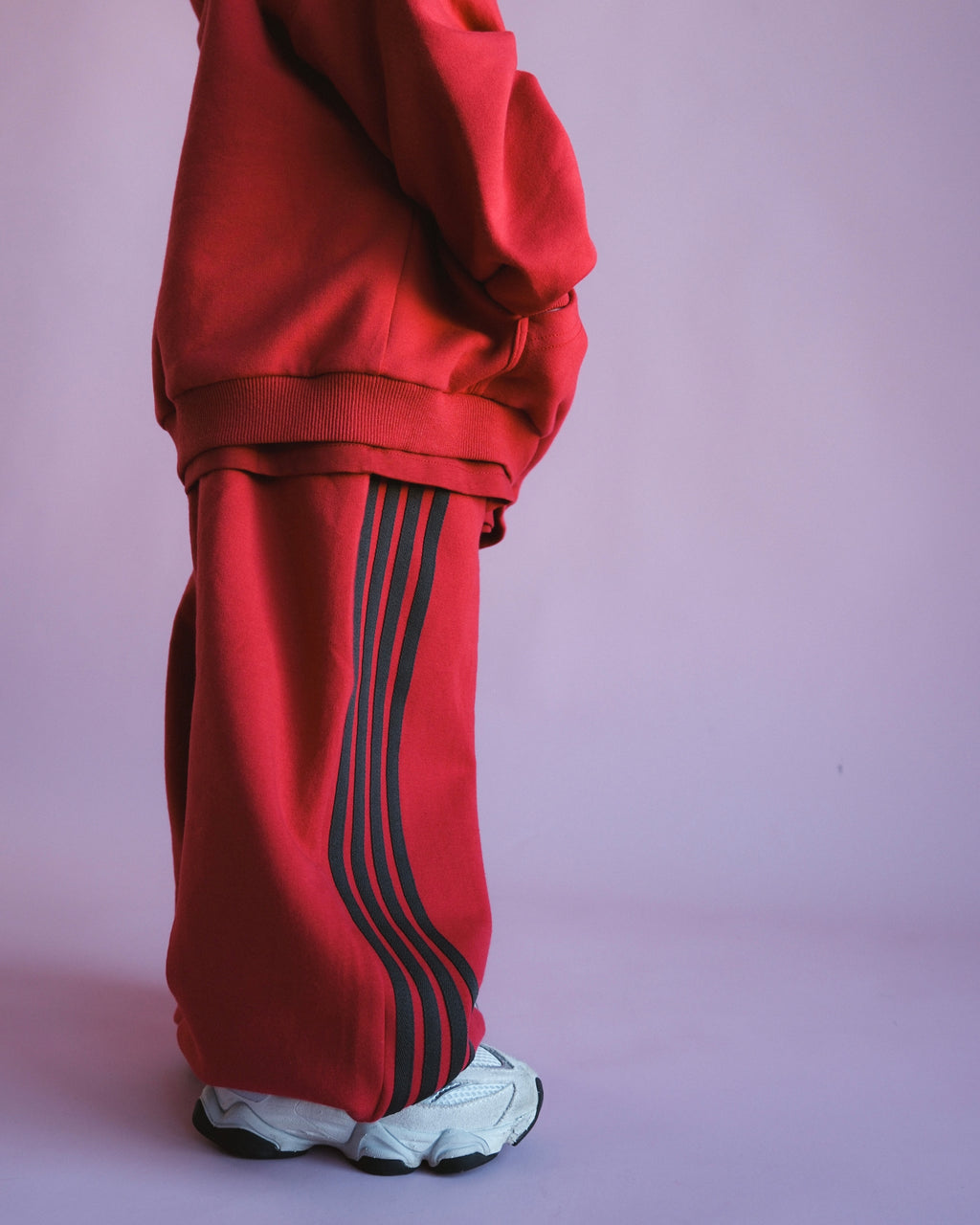 Wide Leg Track Pant - Red