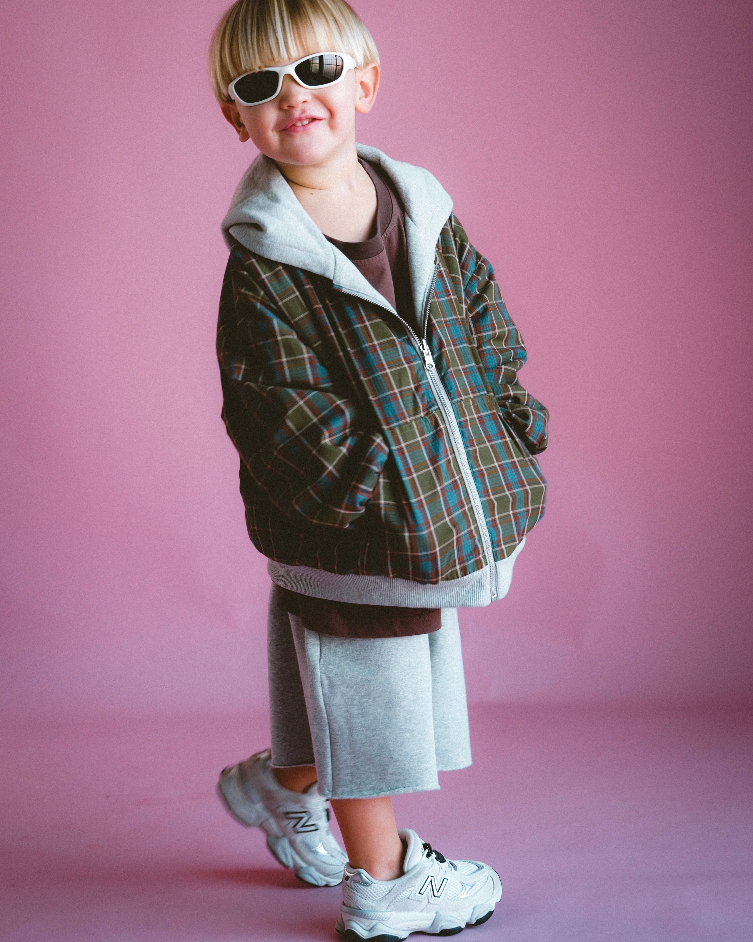 Reversible Zip Hoodie - Grey Marle / Plaid