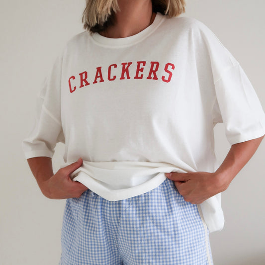 ADULTS Crackers Oversized Tee - Warm White (CLEARANCE)