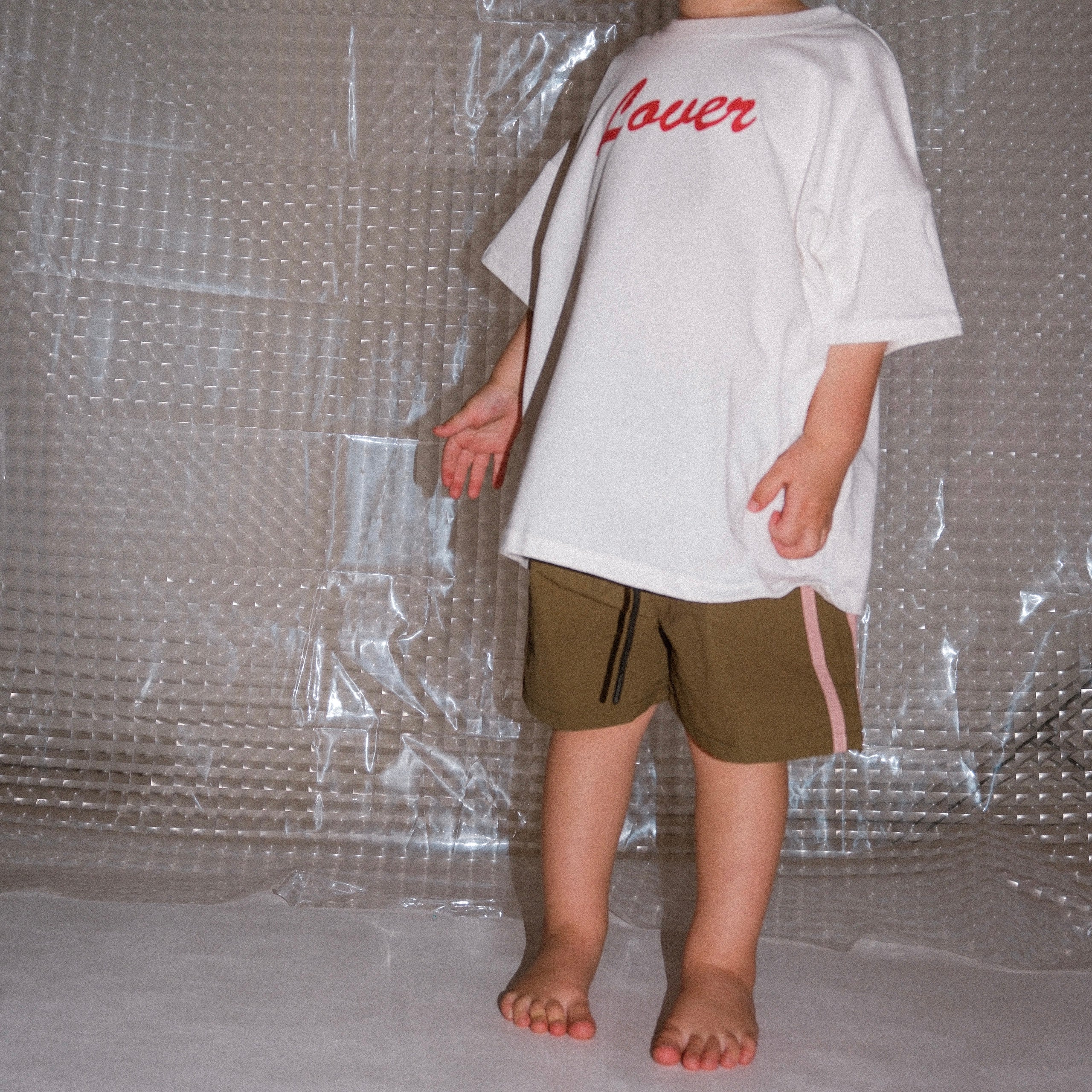 Racer Swim Short - Khaki/Pink