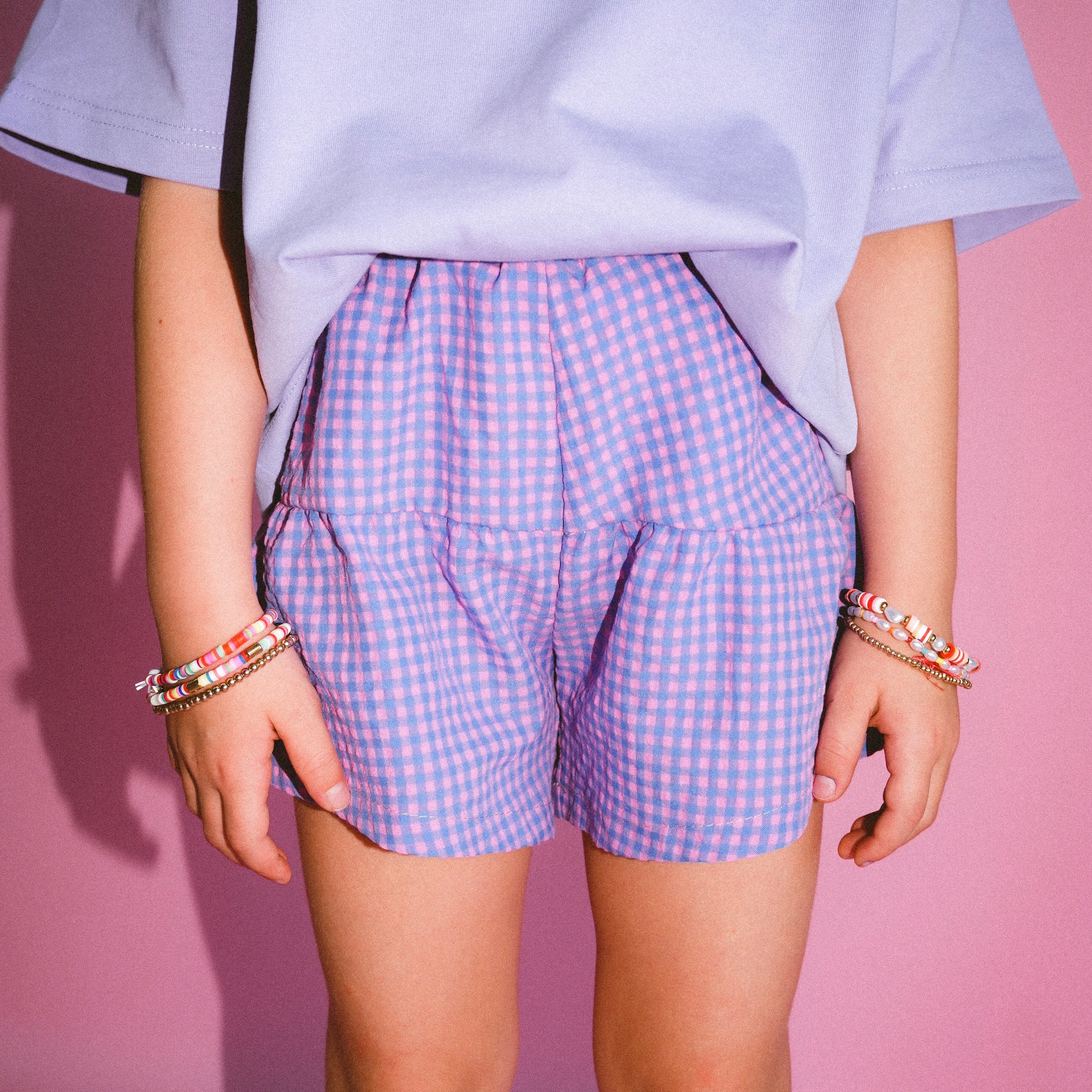 Frill Short - Pink/Purple Gingham