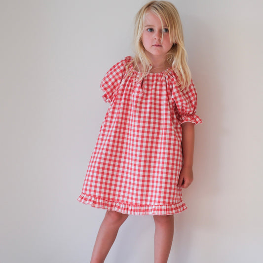 Gingham Frankie Dress - Watermelon (CLEARANCE)