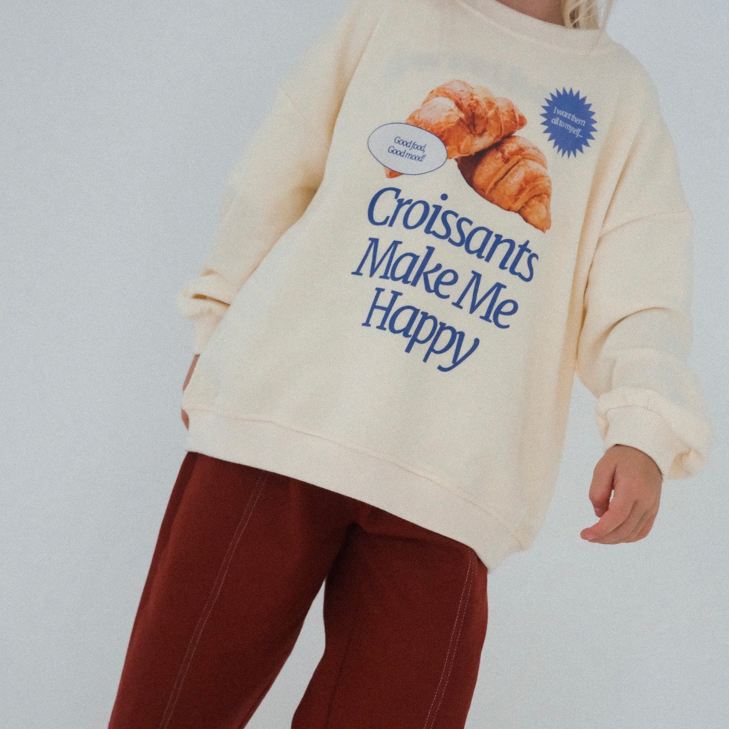 Croissants Make Me Happy Pullover - Buttercream (PRE-ORDER)