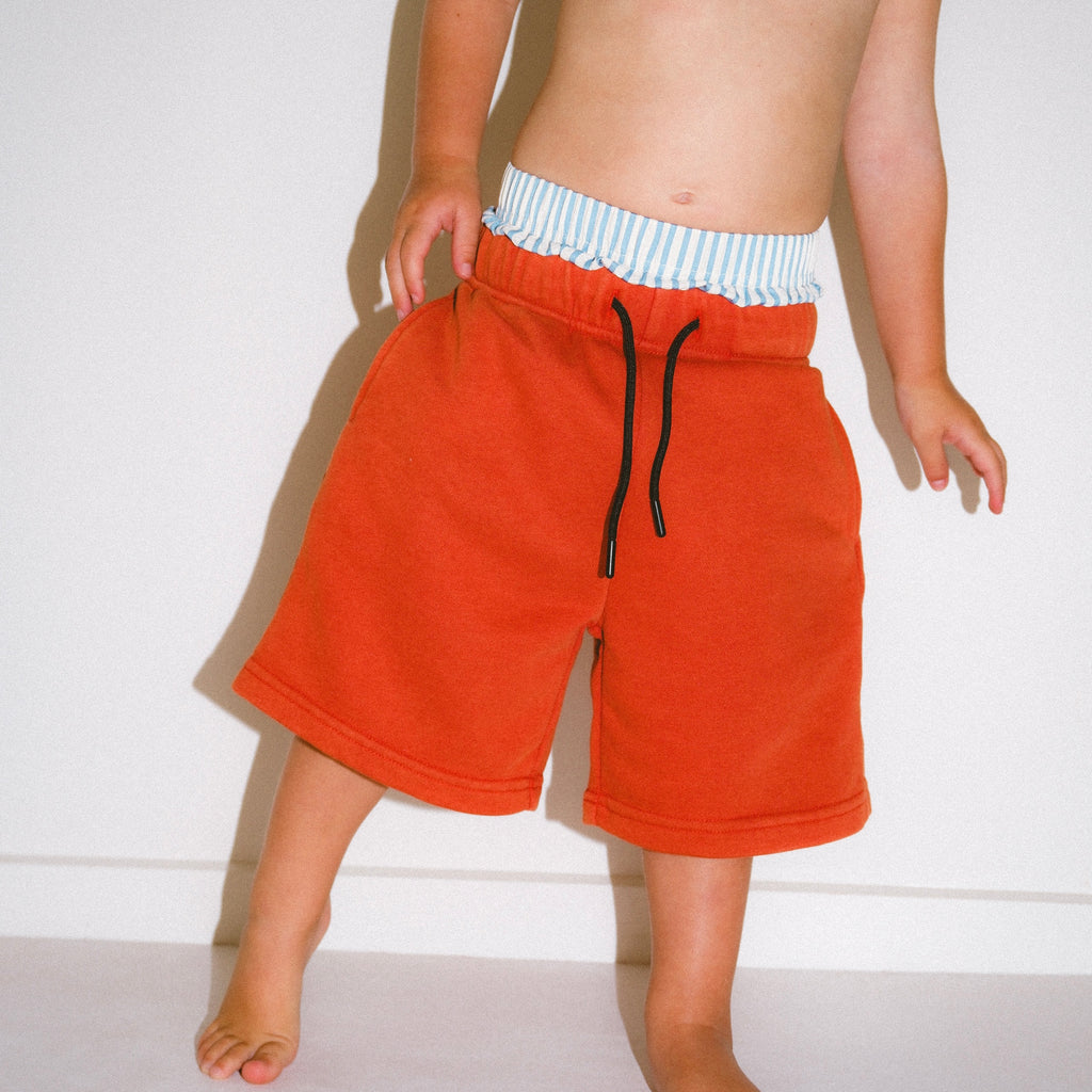 Exposed Boxer Sweat Short - Red Acid Wash