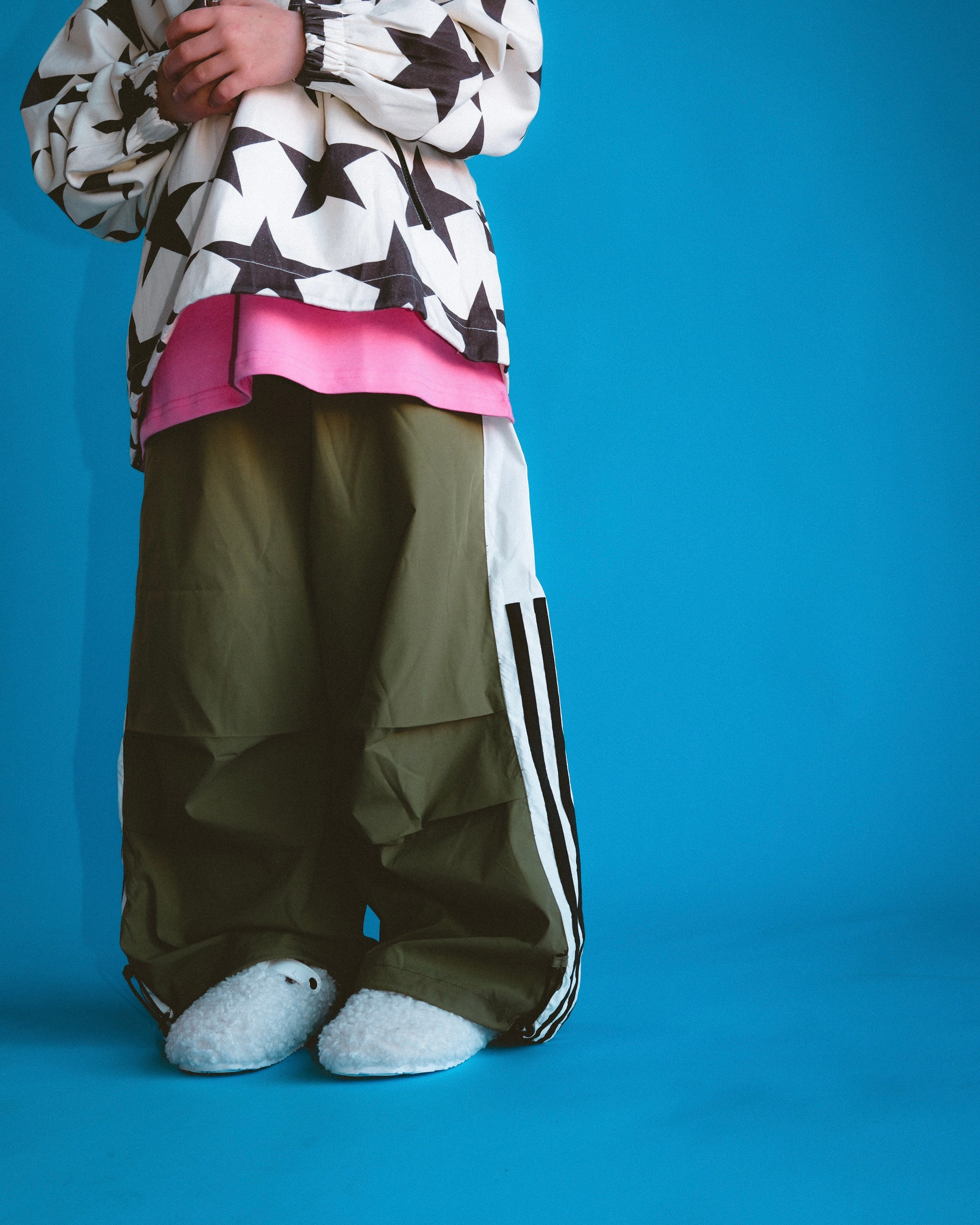 Wide Leg Tech Track Pant - Khaki