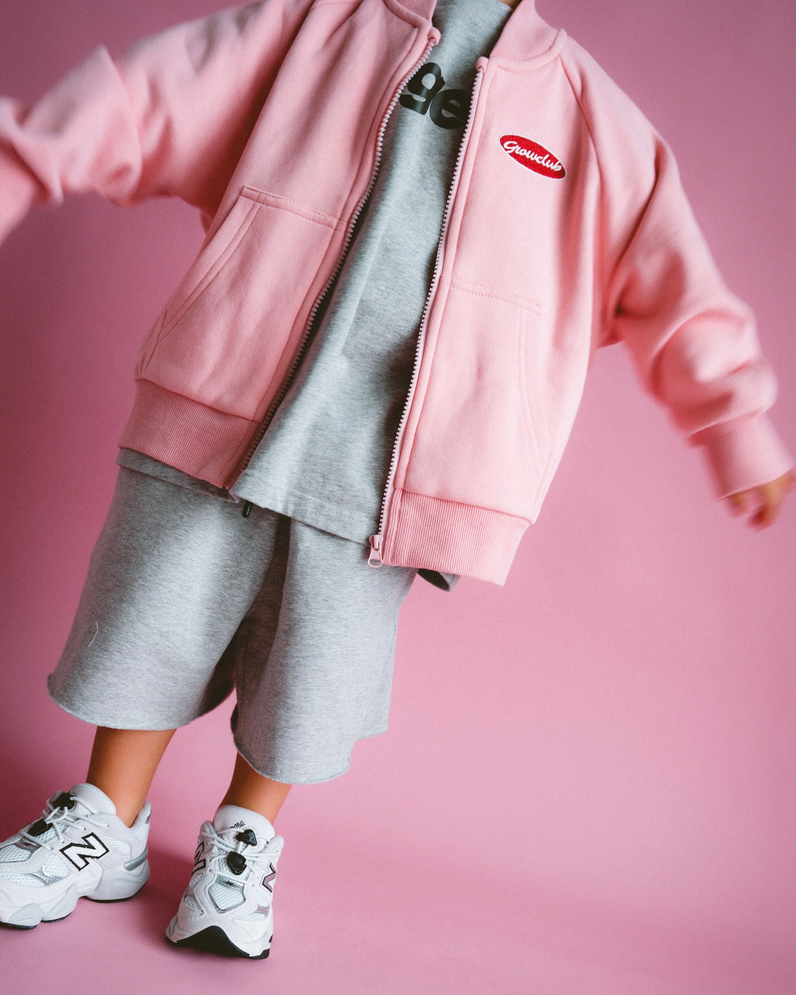 Vintage Fleece Bomber Jacket - Soft Pink
