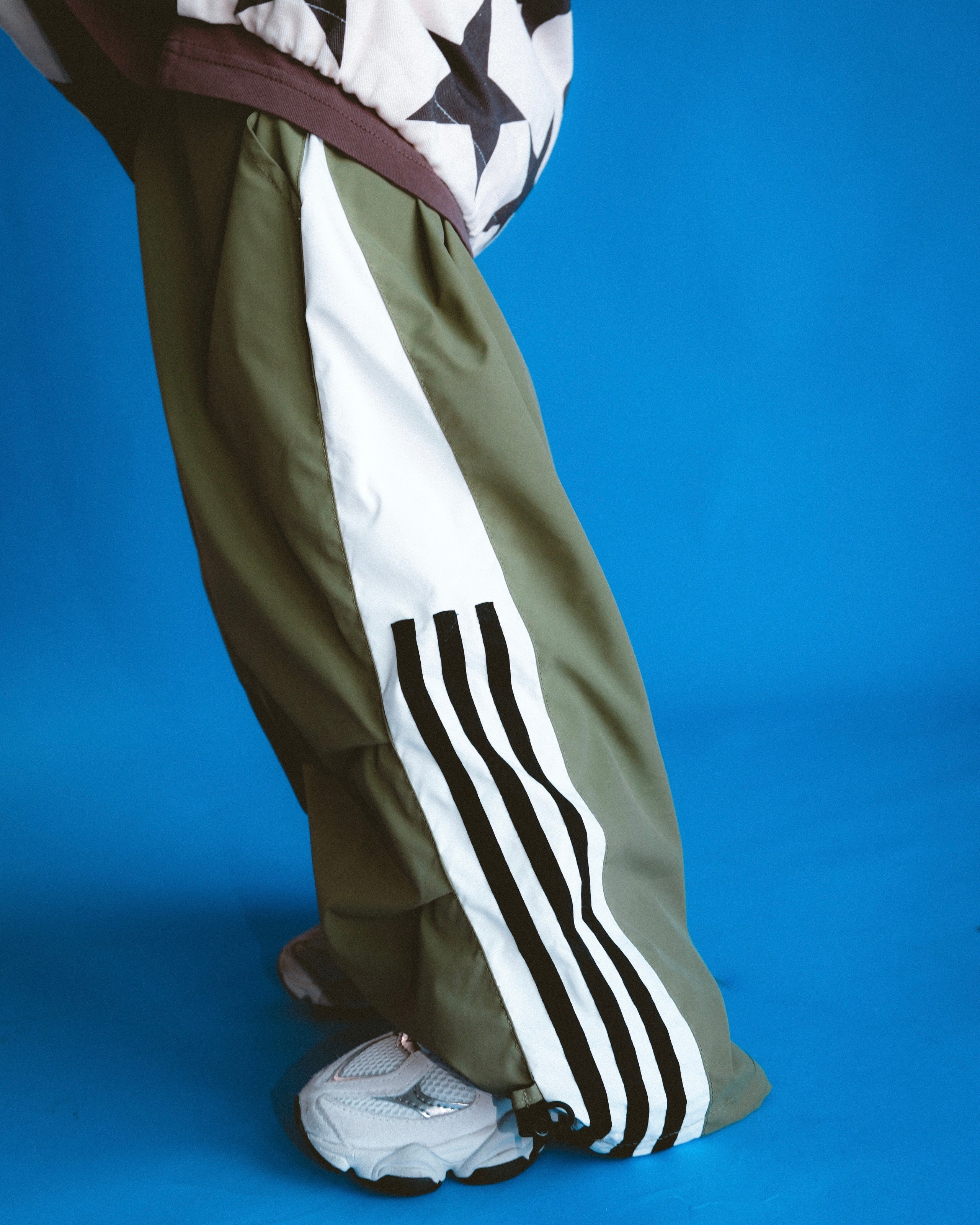 Wide Leg Tech Track Pant - Khaki