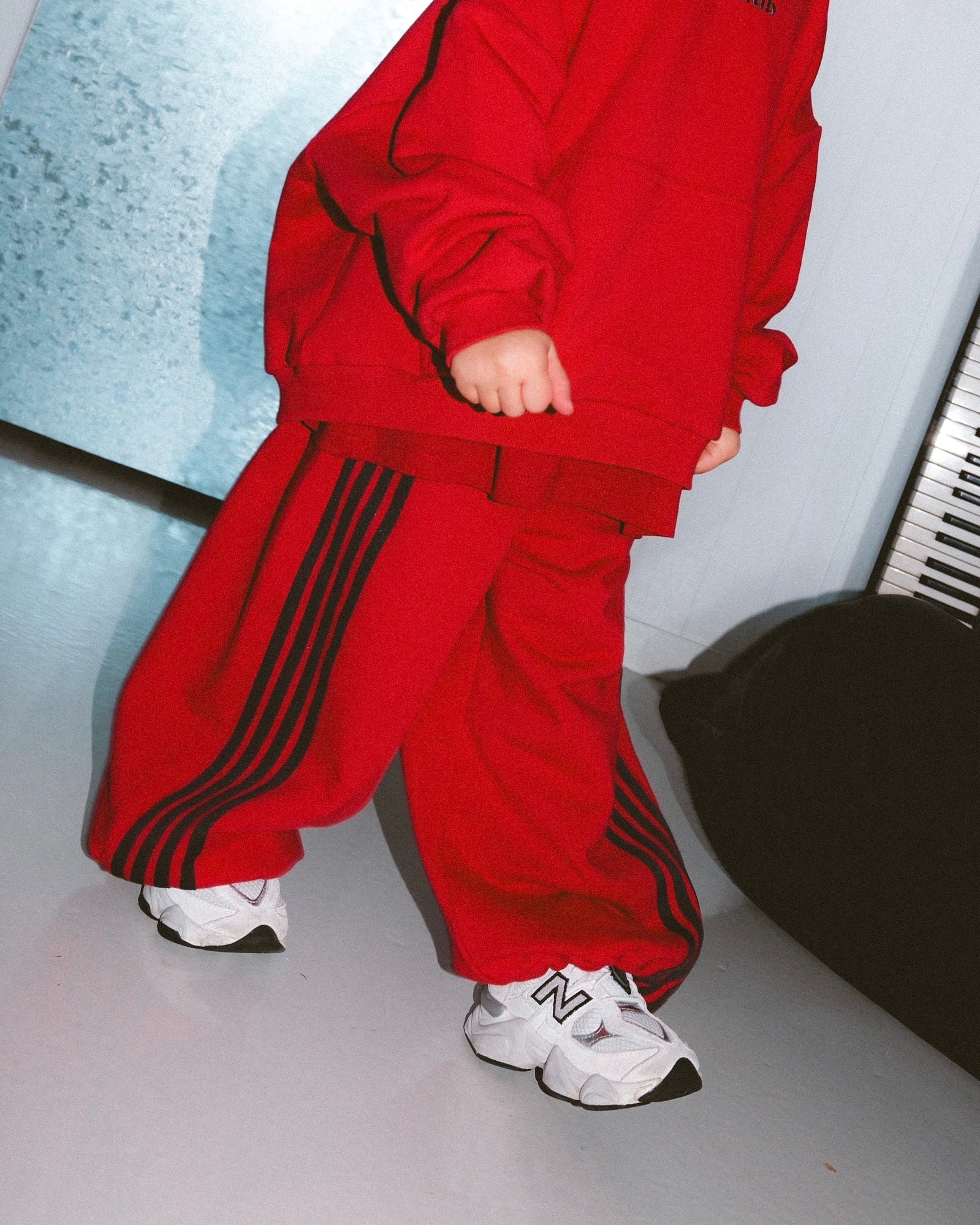 Wide Leg Track Pant - Red