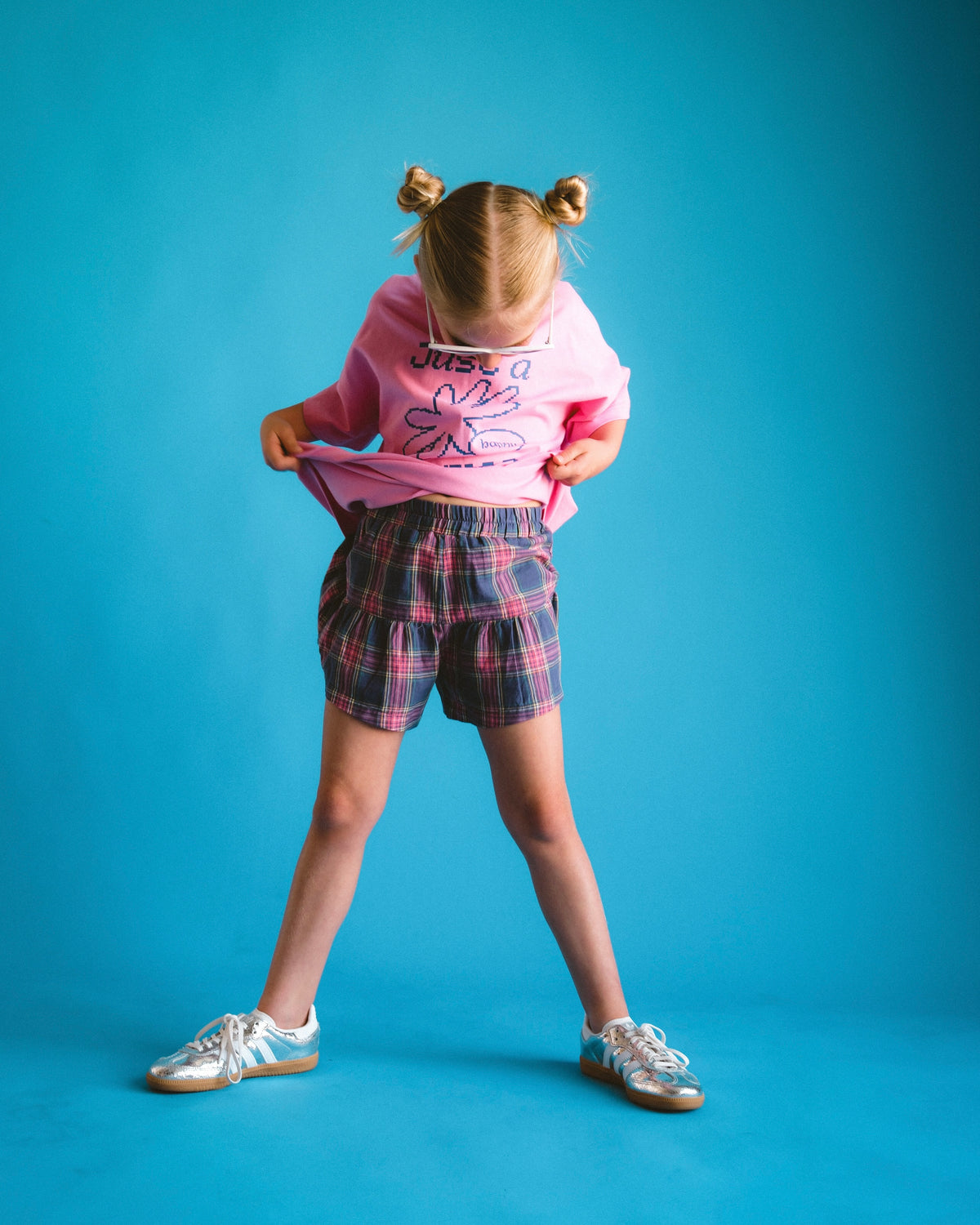 Frill Short - Navy Plaid
