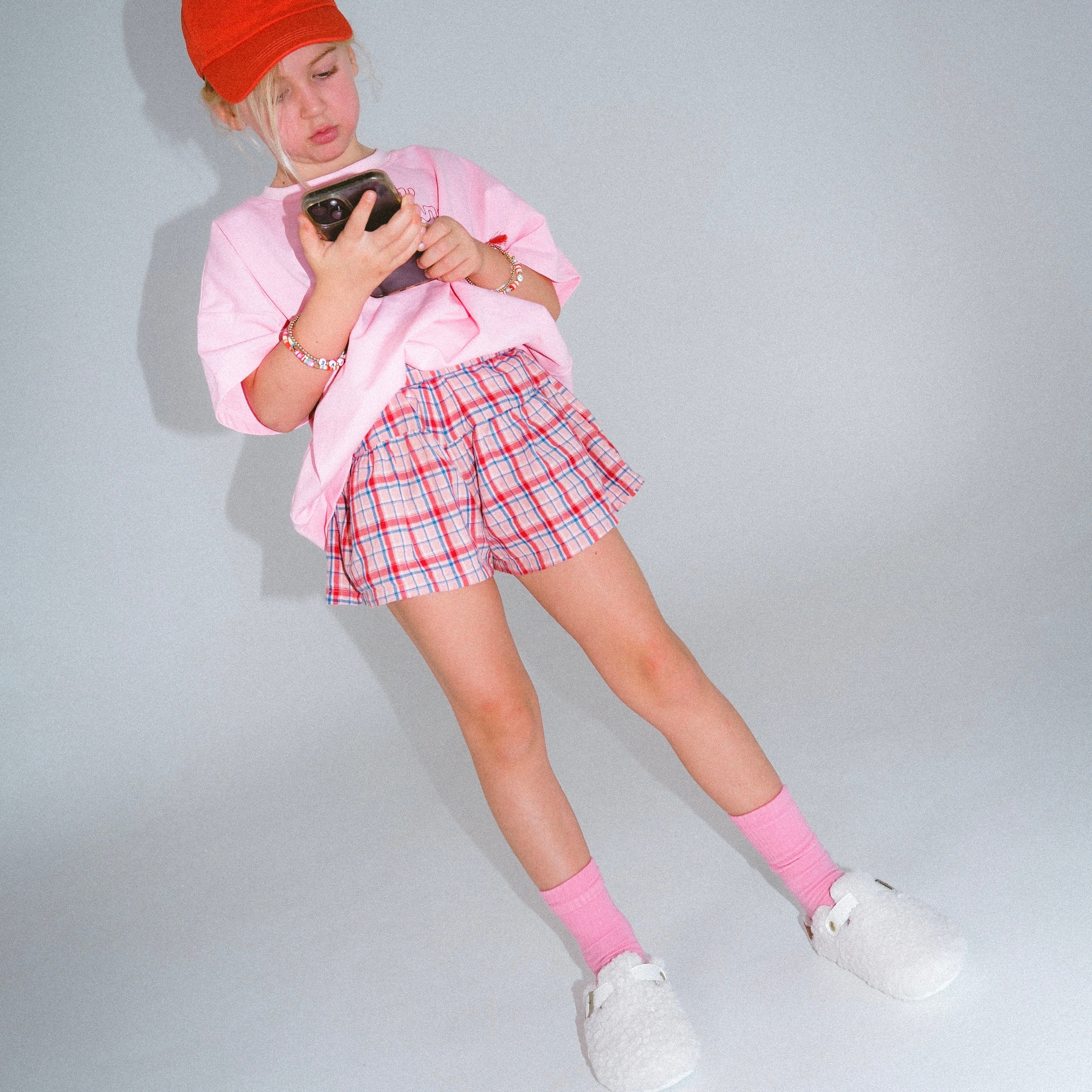 Frill Short - Plaid Pink